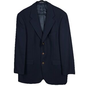 CHAPS RALPH LAUREN 43T Navy Blue Wool Blazer 3 Button Sport Coat Jacket Tall Men